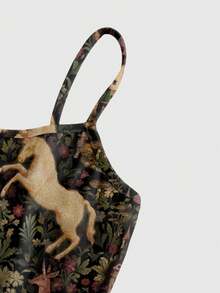 ROMWE Fairycore Dark Forest Mushroom Print Mini Dress For Women - Black - View 3