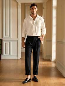 HIMLAND Quần âu nam đơn sắc tối giản thường ngày - màu đen - Xem 1