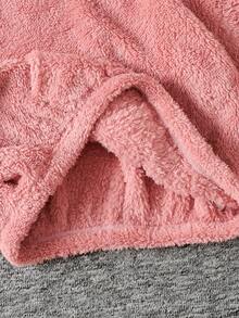 SHEIN Áo nỉ dài tay cổ đứng màu trơn đơn sắc cho bé gái mùa thu đông - Hồng - Xem 6