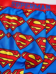 SUPERMAN X SHEIN 男士全印花舒适平角裤 - 藍色 - 查看 4