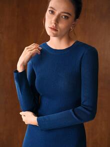 MOTF PREMIUM FITTED UMBRELLA HEM SHEER SWEATER DRESS, AUTUMN/WINTER