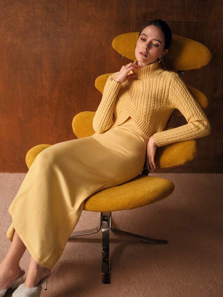 AUTUMN/WINTER FITTED DIGNIFIED LONG SWEATER AND DRESS SET