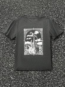 INAWLY Women Vintage Dragon Graphic Tee, Gift For Fantasy Reader, Castlecore Dragon Lover Gift