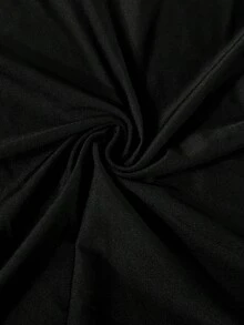 Elenzga 新款女士斜领长袖褶皱蝴蝶结设计A字收腰显瘦度假休闲优雅长裙，春秋季 - 黑色 - 查看 8