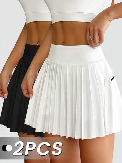 CourtClass 2 st kvinnor casual sport plisserad skort set