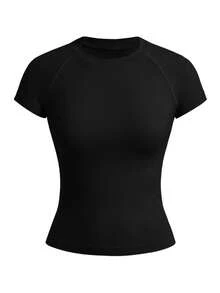 Velisys Minimalist Solid Color Fitted Seamless Short Sleeve Sports T-Shirt 3 Packs Tops - Multicolor - View 4