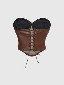 ROMWE Grunge Punk Bộ 2 món áo crop top và quần short mini họa tiết động vật phương Tây cổ điển dành cho nữ - màu nâu - Xem 4