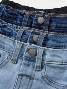 SHEIN 4件套幼儿男童弹力紧身水洗休闲时尚牛仔裤 - 彩色 - 查看 3