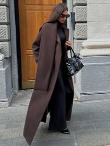 Aloruh Áo khoác cardigan dài siêu dài, khăn quàng cổ dệt kim vô cực thanh lịch dành cho nữ, quần áo thu đông dành cho nữ, quần áo thu đông dành cho nữ - màu nâu - Xem 6