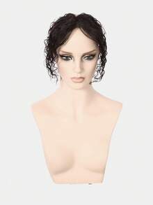 Topper Human Hair 10Inch Curly Wig Handmade Base Hair Topper SNatural  Hairpiece 5.3*1.7Inch Lace Size - SNatural - View 6