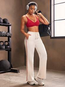 Powerista 女式抽绳腰口袋阔腿宽松休闲裤 - 卡其色 - 查看 7