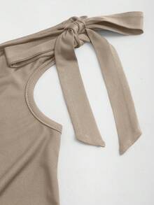 Conjunto de 3 camisetas casuales de mujer de unicolor con nudos retorcidos en los hombros - Multicolor 8 - Ver 7