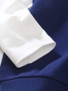 SHEIN 2pcs/Set Young BoyTextured Knit Sweater With Mock Neck And Graphic Tee, Casual Cargo Pants Outfit, Suitable For School, Autumn/Winter