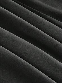 SHEIN MOD 不对称下摆串珠装饰黑色半身裙 - 黑色 - 查看 4