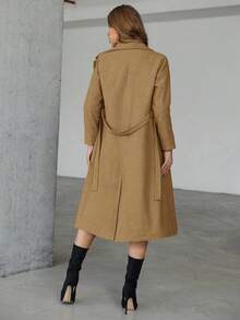 EURMUSE Open Front Belted Coat - Camel - View 2