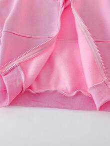 SHEIN 2pcs/Set Young Girls Stylish Slim Fit Jacket And High Waist Wide Leg Pants Set, Spring/Autumn - Pink - View 8