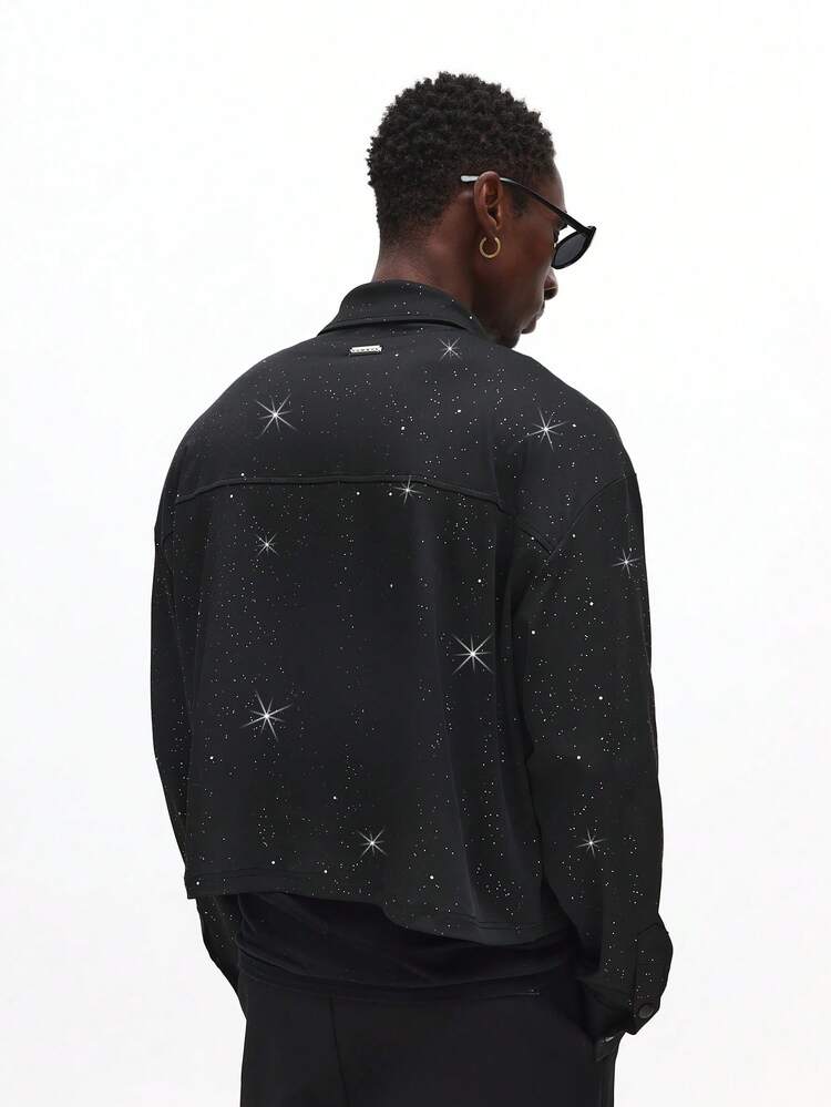 Long Sleeve Shirt With Glitter Star Print