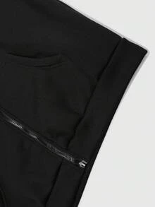 ROMWE MEN TEENAGE MUTANT NINJA TURTLES X ROMWE Felpa con cappuccio casual da uomo con chiusura lampo e motivo a cartoni animati, colore nero, adatta per autunno/inverno