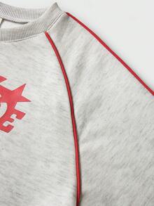 JNSQ Tween-Mädchen 2-teiliges Outfit-Set: Locker sitzendes Sweatshirt-Oberteil mit Rundhalsausschnitt und langen Ärmeln und Grafikdruck, gepaart mit einer entspannten Jogginghose mit geradem Bein, geeignet für den Alltag im Herbst/Winter, Outdoor-Aktivitäten, Urlaub, Streetwear, Partys und Lässig anlässe - Grau - Übersicht 7
