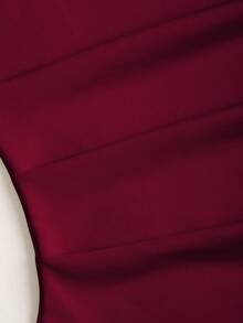 Sweetra Women's Oblique Shoulder Flounce Sexy Bodycon Dress, Waist Cinching, Bodycon, French Chic Mini Skirt - Red - View 4