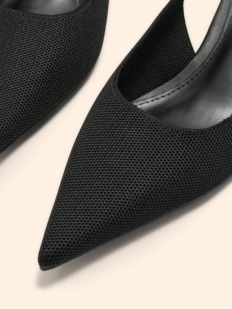 CUCCOO BASICS Women's Pointed Toe Stiletto Heel Backless Black High Heels, Fashionable & Elegant, Aesthetic High-End Style, Suitable For Spring Casual Outfits