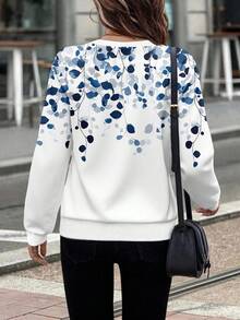 EMERY ROSE Sudadera con cuello redondo de manga larga con estampado floral y cremallera delantera para mujer, ropa de otoño e invierno