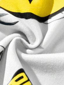 BATMAN X SHEIN 85th 小男孩卡通全身印花针织圆领弹力长袖上衣和裤子睡衣套装 - 白色 - 查看 5