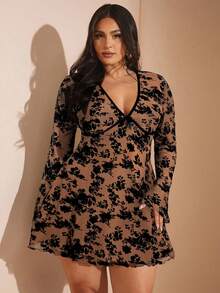 SHEIN BAE Plus Size Dresses - Brown - View 3