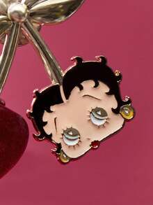 Betty Boop x SHEIN Zinc Alloy Three-Dimensional Red Cherry Brooch, Gold Pin Badge, Gift Collection Souvenir, Suitable For Matching Coats, Shirts, Suits, Bags.Gift Ideas,Party,Holiday,Valentine's Day - Multicolor - View 6