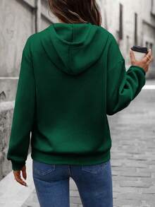 EMERY ROSE Women's Casual Loose Hoodie With 3D Letter Print - Green - View 2