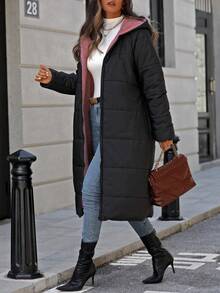 EMERY ROSE Women's Casual Everyday Zip-Up Hooded Jacket - Black - View 5