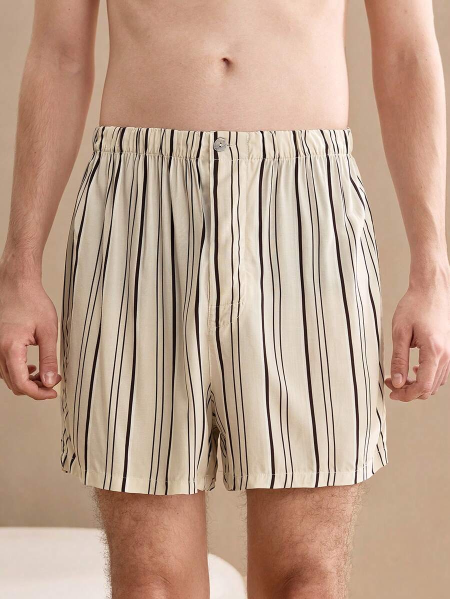 Manfinity 男士条纹松紧腰短裤，家居休闲装