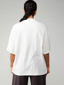 Missguided x Playboy Oversized Embossed Graphic Crew Neck T-Shirt Cotton Casual Streetwear Top Short Sleeve - White - View 2
