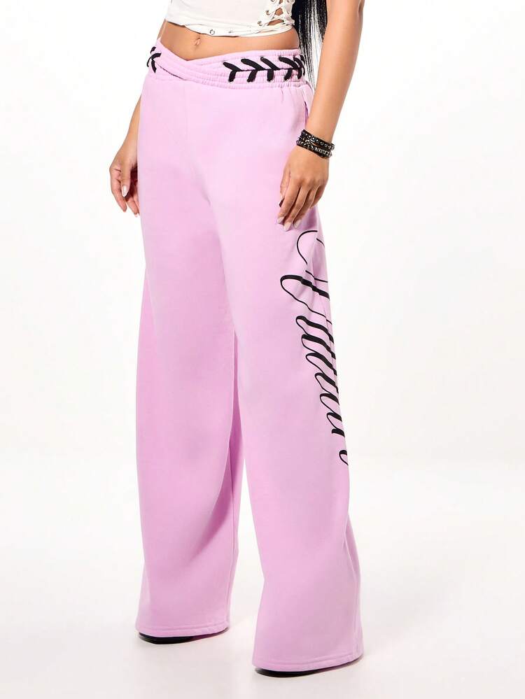 SUMWON WOMEN ハロウィン オーバーサイズ レースアップ ウエストバンド ジョガーパンツ