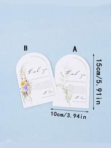 50pcs/100pcs  Floral Thank You Cards, Suitable For Wedding, Reception, Rehearsal Dinner, Party, Event & Celebration Tabletop, Essential For Wedding Gift - Multicolor - View 2