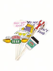 FRIENDS X SHEIN 8 Pcs Birthday Party Decoration Plugin, Dessert Cupcake Decoration Plugin, Cake Decoration