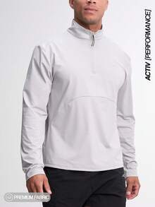Men's Casual Minimalist Zip-Up Long Sleeve T-Shirt, ARC-1085-SLV - Light Grey - View 4