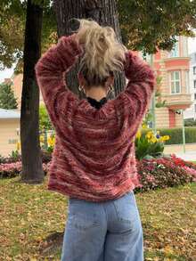 Jeta Ari Oversized Textured Cardigan Spring Casual Y2k 90's Stripe Oversized Airport Fall Back To School Autumn Winter Everyday Office Christmas - Multicolor - View 2