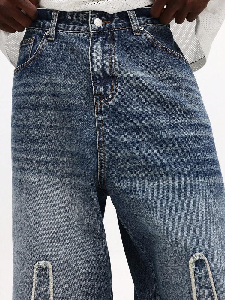 Wide Leg Carpenter Jeans With Contrast Stitching