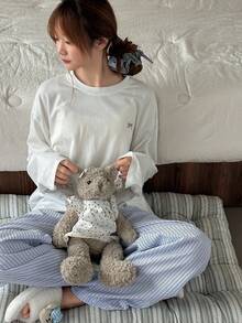 DAZY 2pcs/Set Teen Girl Casual Long Sleeve Top And Pants Loungewear Set, Fall