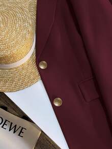 Franclia Cream-Colored Casual Jacket, French Style Spring/Autumn New Arrival, Women's Clothing, Solid Color Thin Blazer