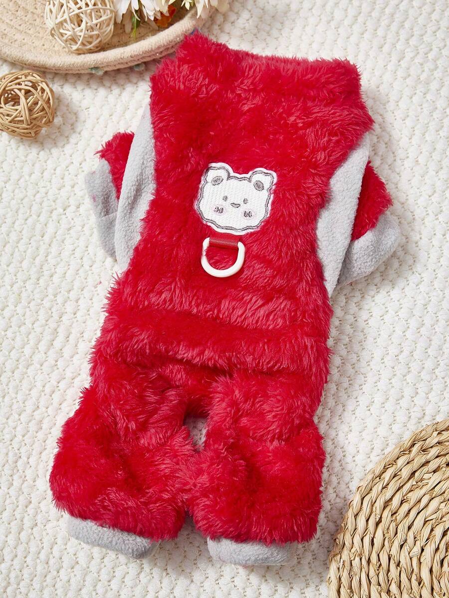 PETSIN Lovely Cartoon Style Four-Legged Pet Jumpsuit – Windproof And Snuggly Fleece Clothing For Small Dogs & Cats, Perfect For Daily Indoor And Outdoor Wear,Christmas,Christmas Decorations - Red - View 1