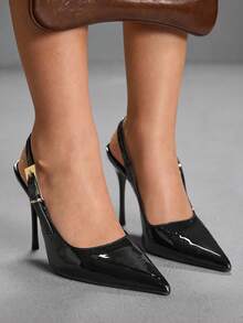 CUCCOO SZL Women's Minimalist Solid Color -On High Heel Pumps, Suitable For Commuting & Casual Wear