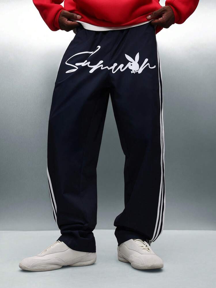 PLAYBOY X SUMWON Calça jogger com logo gravado e listras laterais