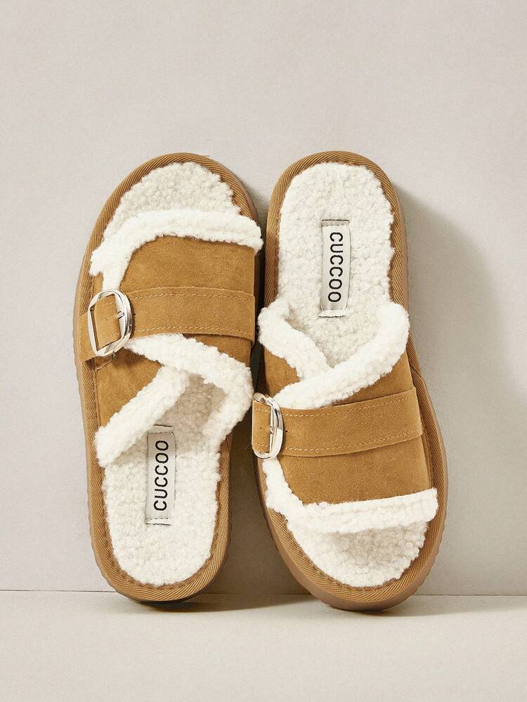 Fluffy Furry Flat Slides For Women, New Warm Indoor Home Slippers, Autumn/Winter Valentines