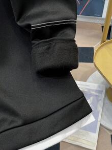 SHEIN 青少年男孩拼色字母图案圆领运动衫，休闲学院风，舒适百搭，适合日常穿着、上学、户外活动、秋冬季 - 黑色 - 查看 10