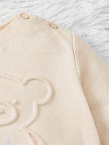 SHEIN Cute Casual Comfortable Versatile Cartoon Bear Pattern Crew Neck Sweatshirt