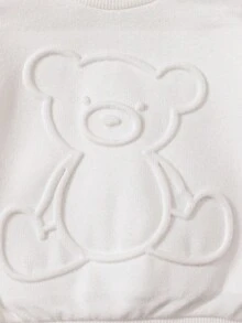 SHEIN New Born Baby Boy Bear Pattern Sweatshirt,In Fall/Winter