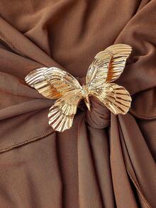 SHEIN MOD Plus Size Asymmetric Shoulder Flare Sleeve Brown Dress With Bowknot Metal Buckle And Fish Tail Design Brown Formal Dress Brown Dresses Classy Elegant Dinner Outfit For Women Earth Tone Dress Brown Wedding Guest Dress.Christmas Outfit