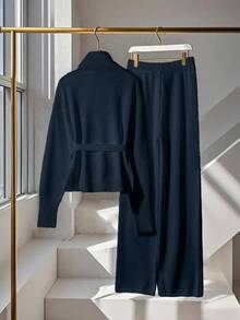 Franclia 2件套女士高端优雅针织毛衣，白色，秋冬